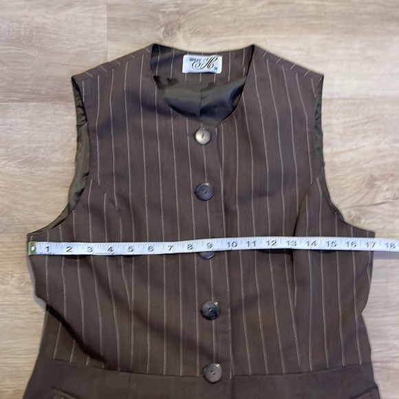 Miss Me Vintage Trending Longline Vest sz M (runs small) Brown Pinstripe - Picture 5 of 15
